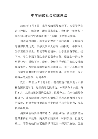 中学班级社会实践总结