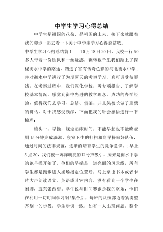 中学生学习心得总结