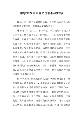 中学生本末倒置之世界杯观后感