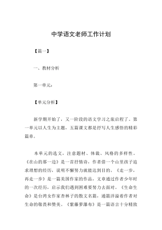 中学语文教师工作计划