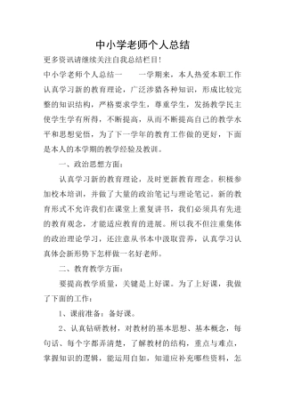 中小学教师个人总结