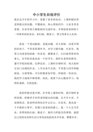 中小学生自我评价