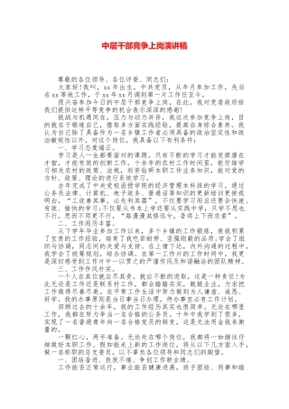 中层干部竞争上岗演讲稿