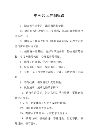 中考30天冲刺标语