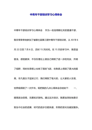 中青年干部培训学习心得体会