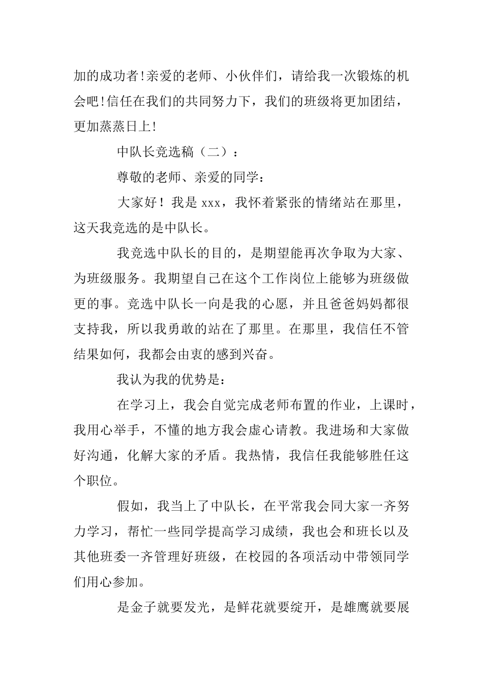 中队长竞选稿20篇_第2页