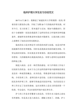 临床护理大学生实习总结范文