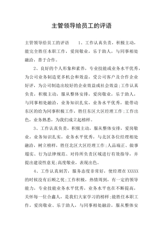 主管领导给员工的评语