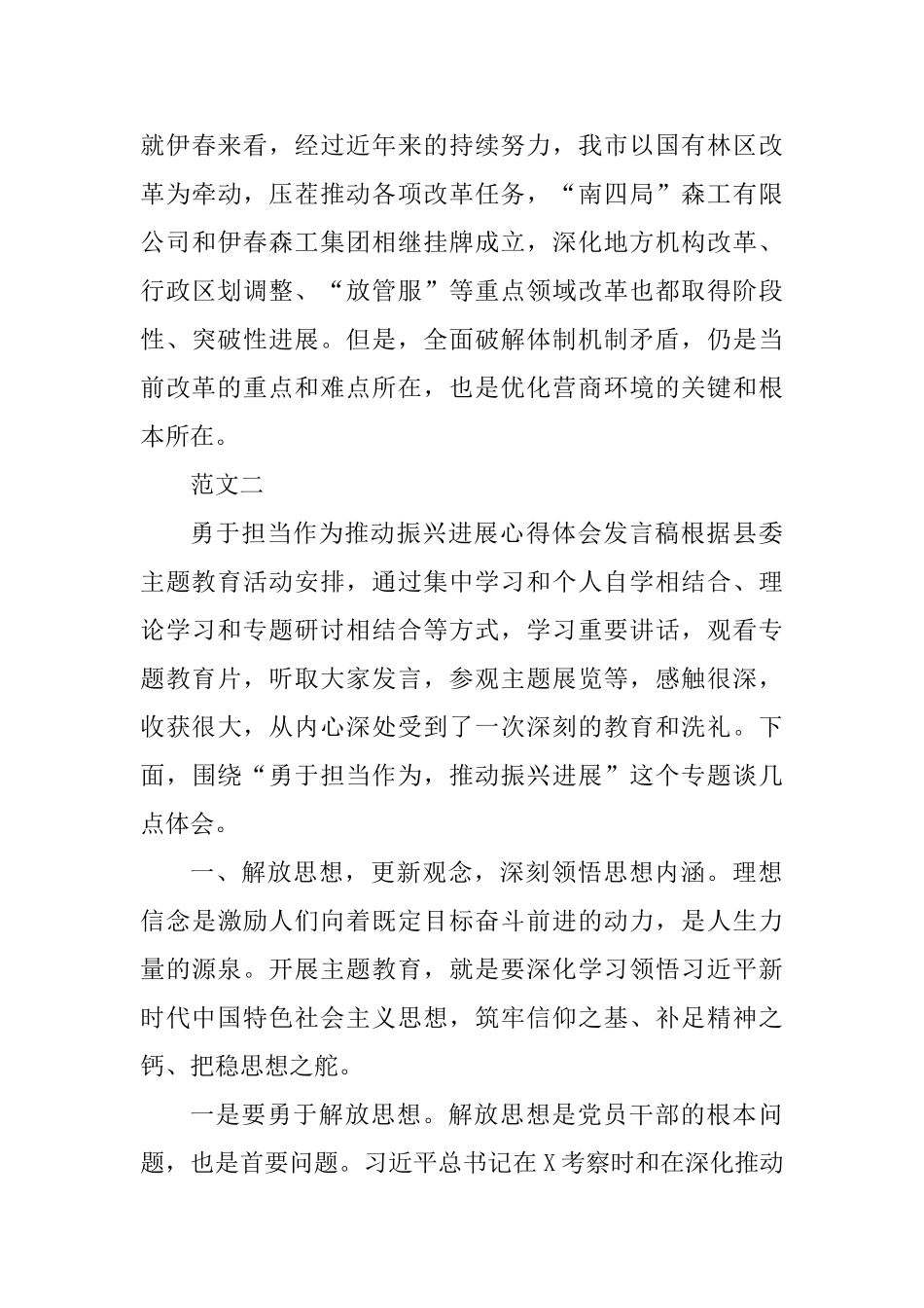 主题教育研讨“勇于担当作为推动振兴发展”发言材料范文两篇_第3页