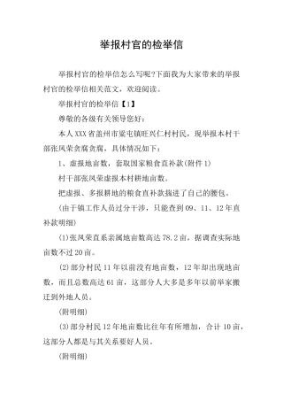 举报村官的检举信