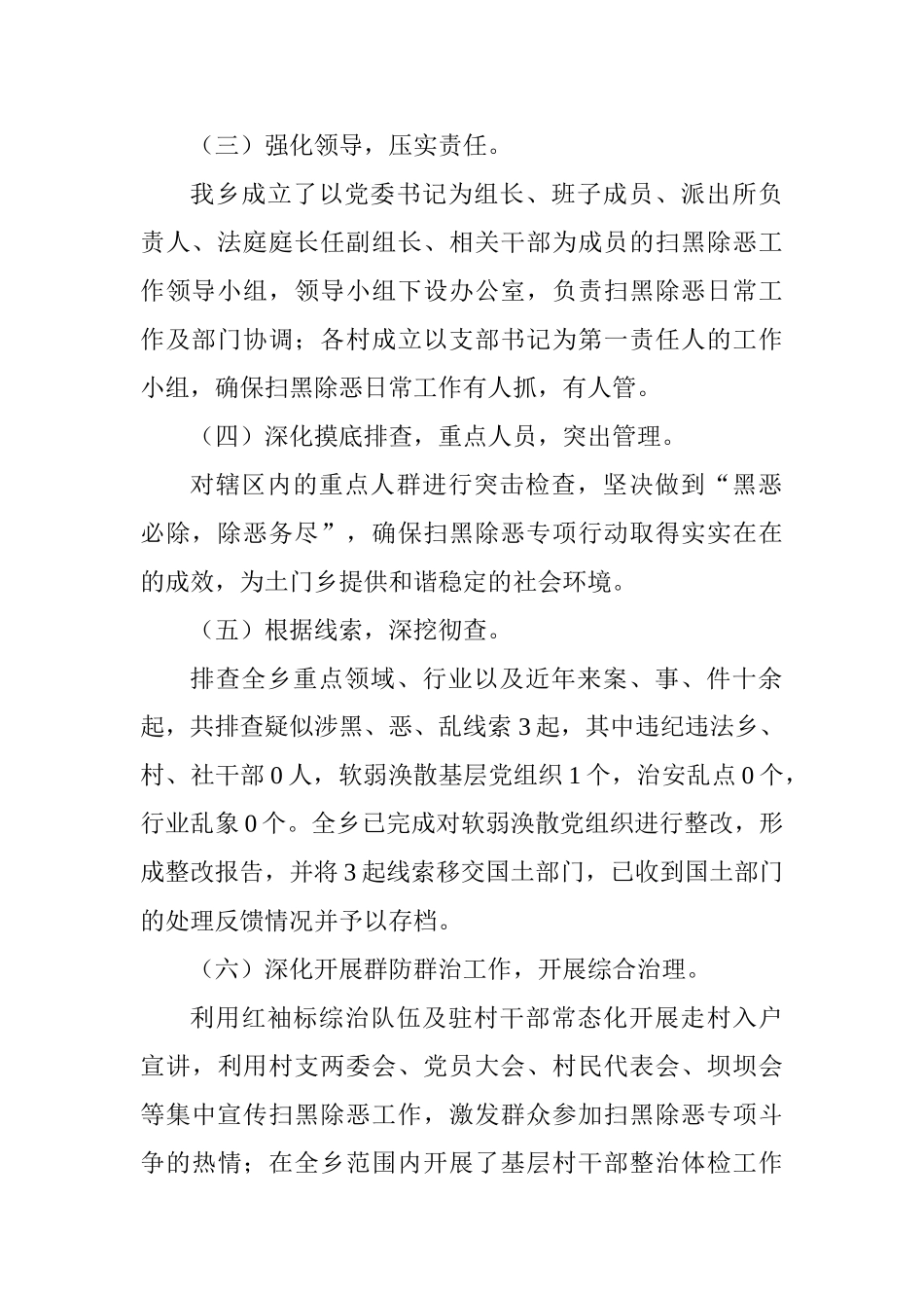 乡人民政府扫黑除恶专项斗争工作情况汇报_第2页