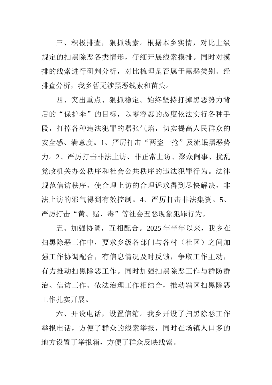 乡委员会2025年扫黑除恶专项斗争工作半年总结_第2页