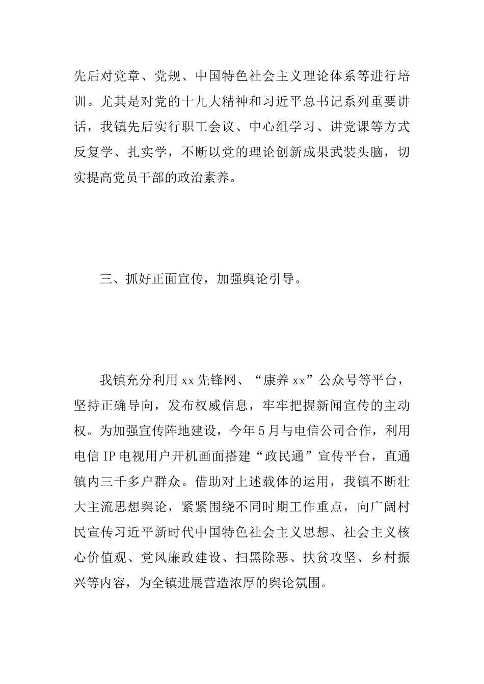 乡镇2025年上半年意识形态工作总结与全县法建设攻坚战工作总结_第3页