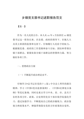 乡镇党支部书记述职报告范文