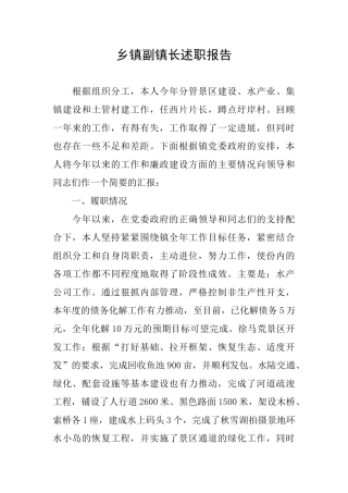 乡镇副镇长述职报告