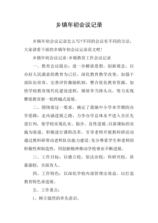 乡镇年初会议记录