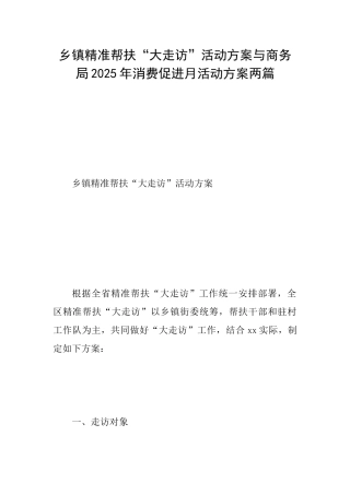 乡镇精准帮扶“大走访”活动方案与商务局2025年消费促进月活动方案两篇