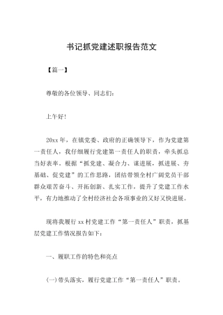 书记抓党建述职报告范文