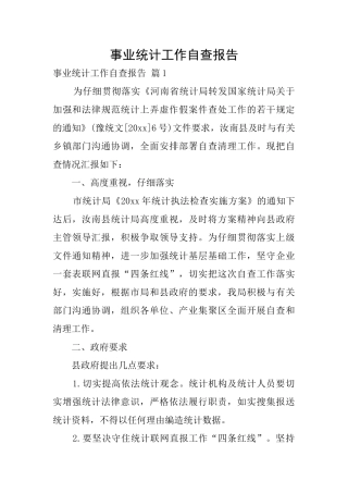 事业统计工作自查报告