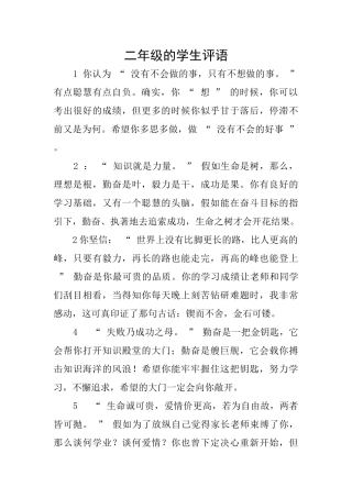 二年级的学生评语