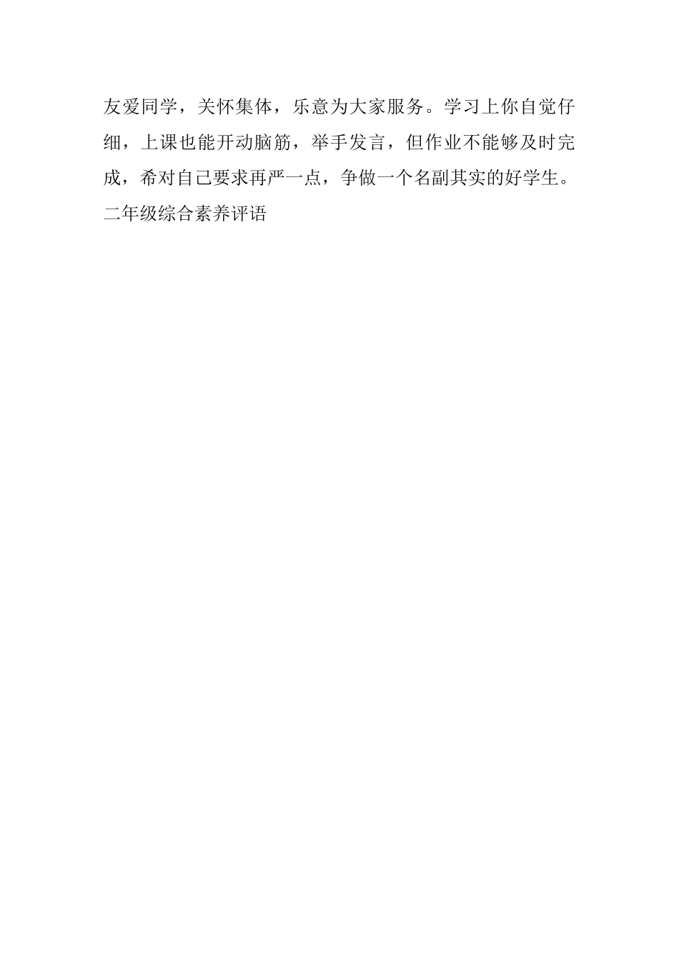 二年级综合素质评语_第3页