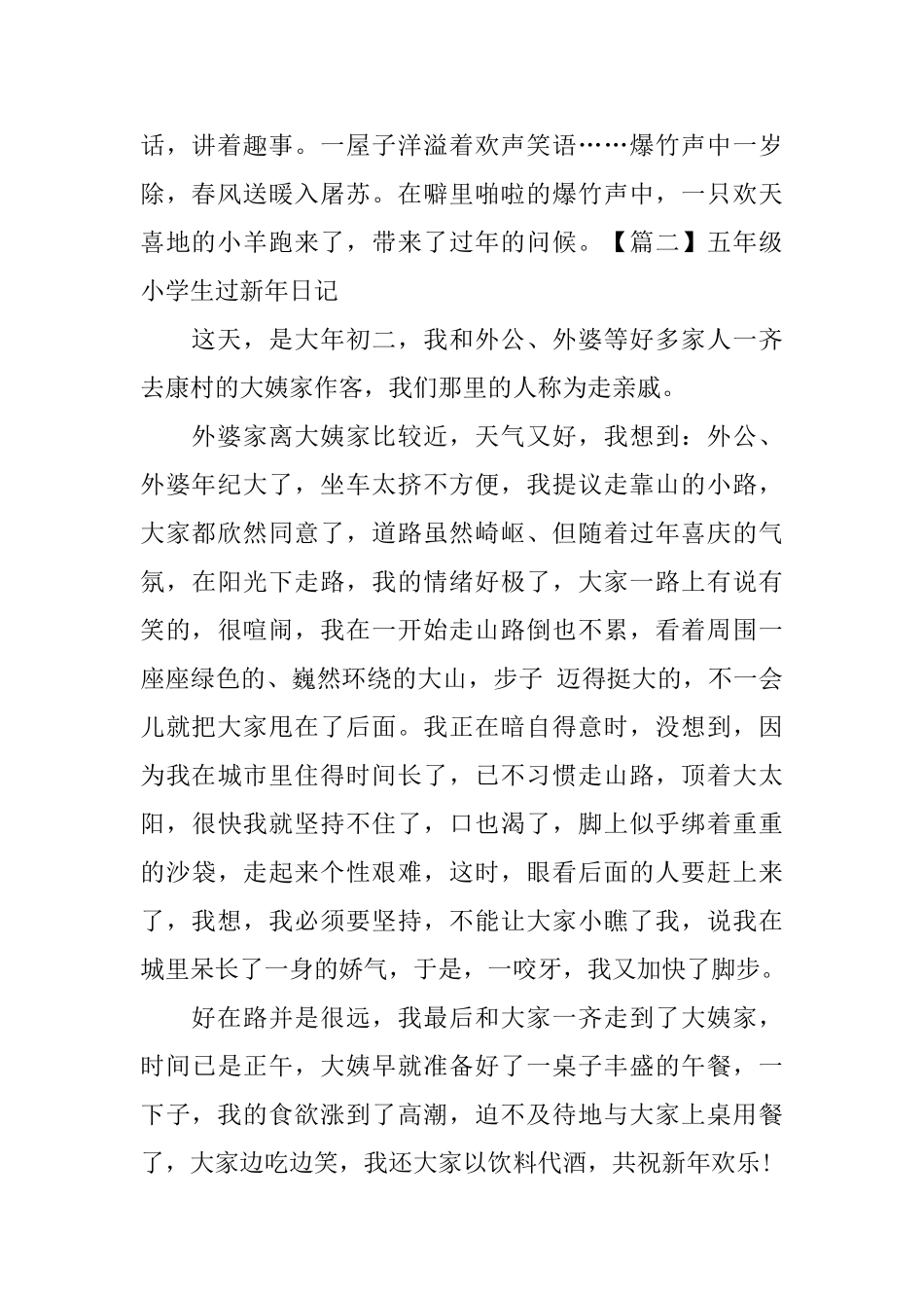 五年级小学生过新年日记五篇_第2页