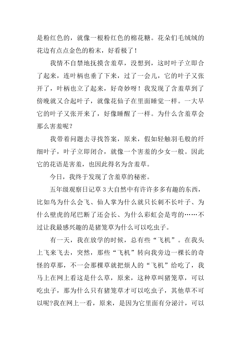 五年级观察日记草_第2页