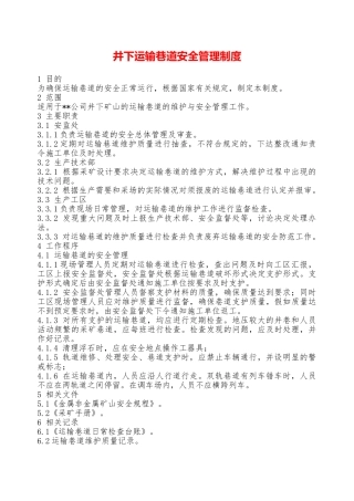 井下运输巷道安全管理制度——精品资料