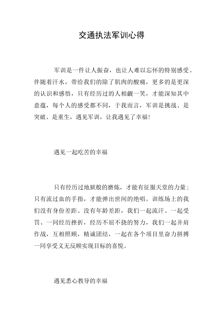 交通执法军训心得_第1页