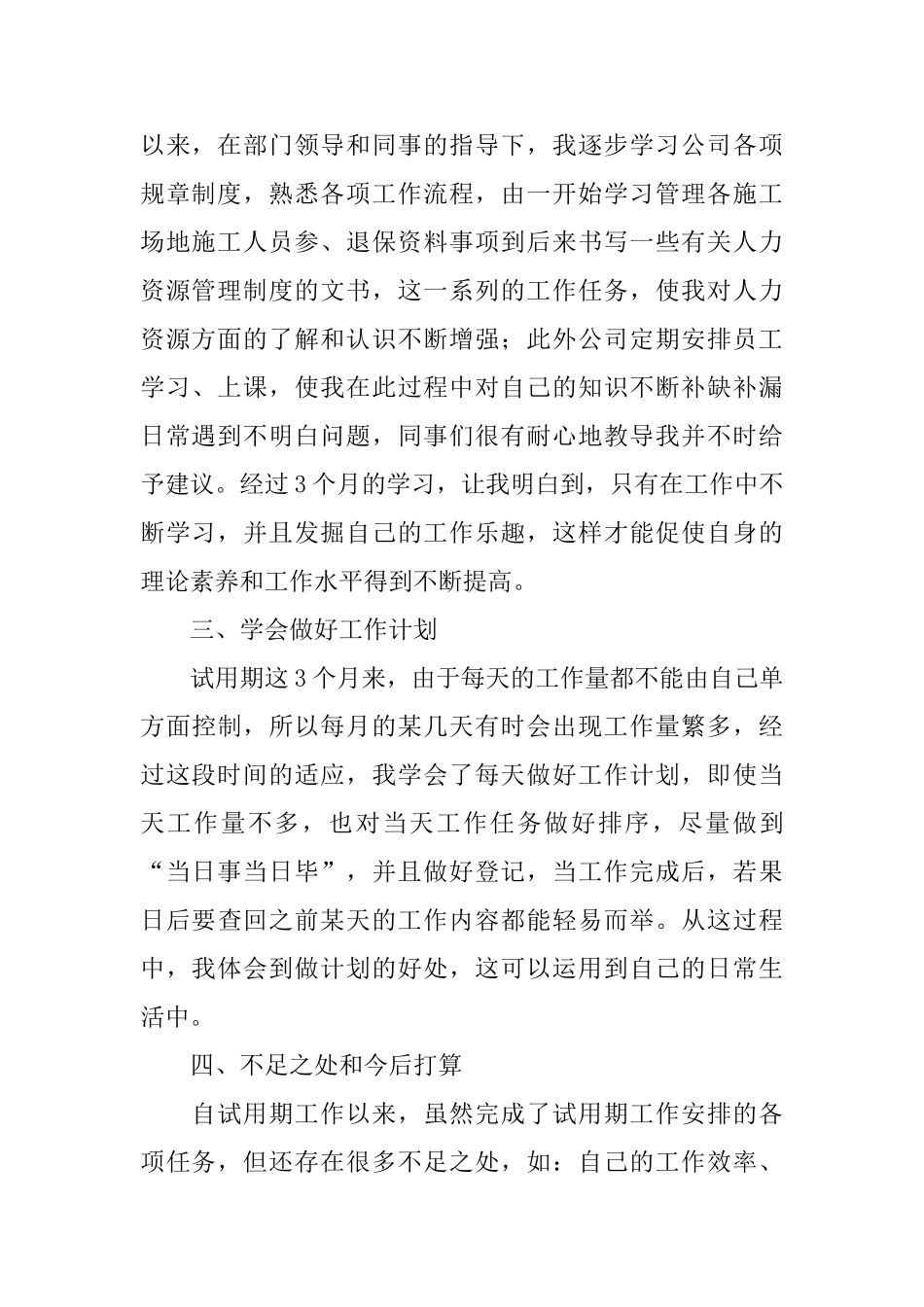 人力资源试用期工作总结格式_第2页