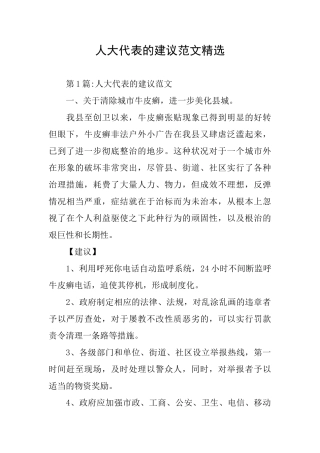 人大代表的建议范文精选