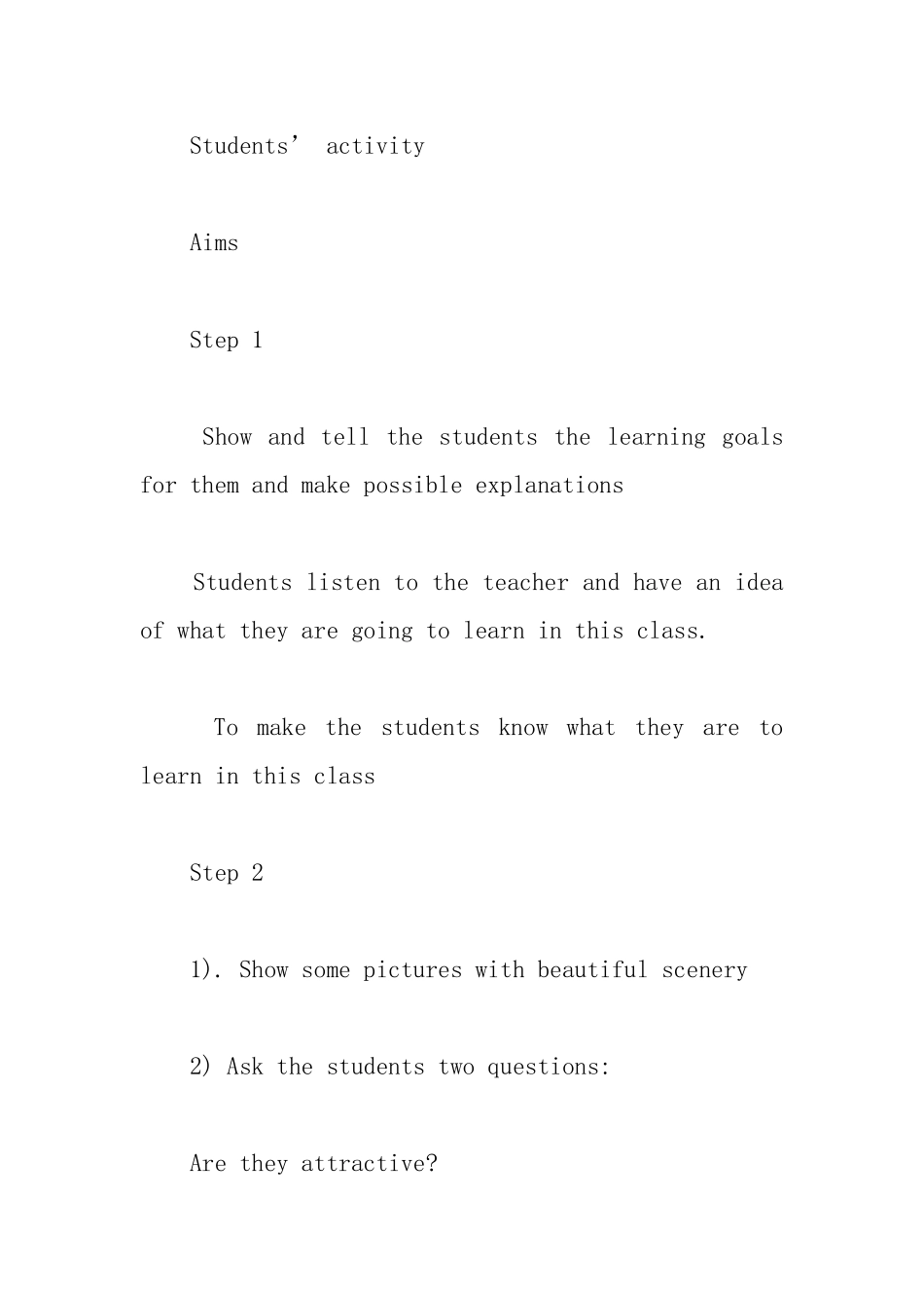 人教版高中高一上册英语《Unit3Traveljournal》教案_第3页