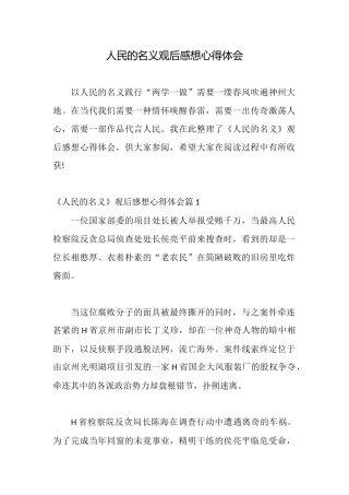 人民的名义观后感想心得体会