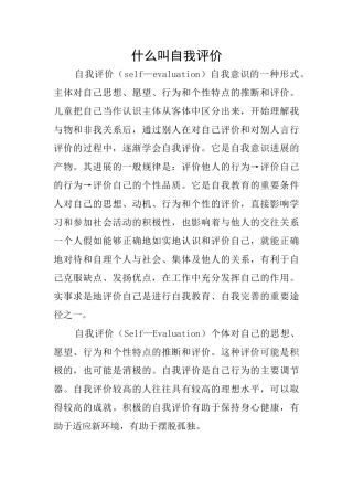 什么叫自我评价
