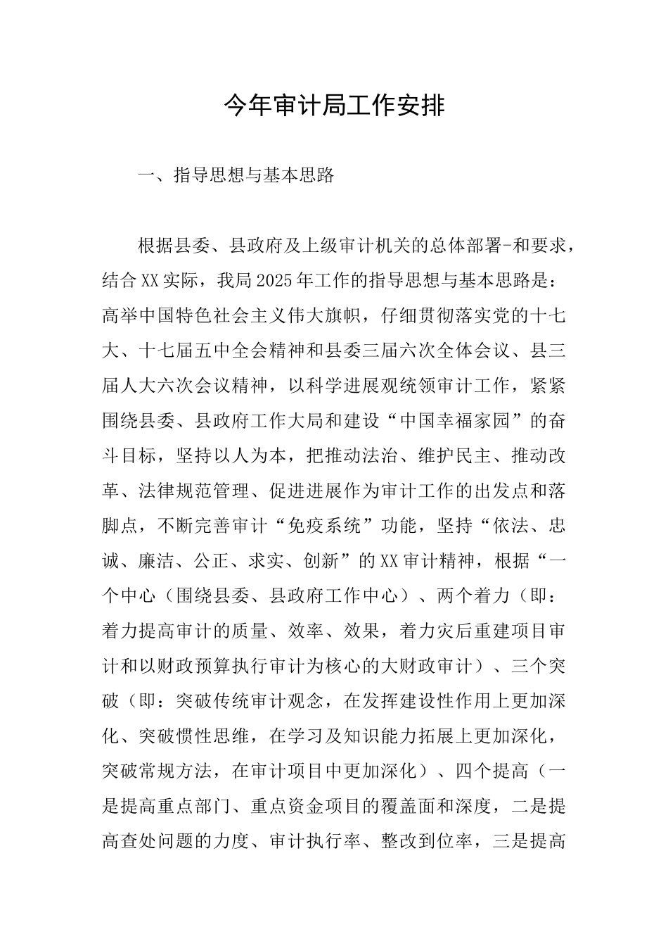 今年审计局工作安排_第1页