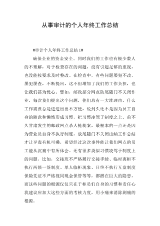 从事审计的个人年终工作总结