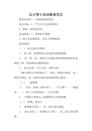 以大带小活动教案范文