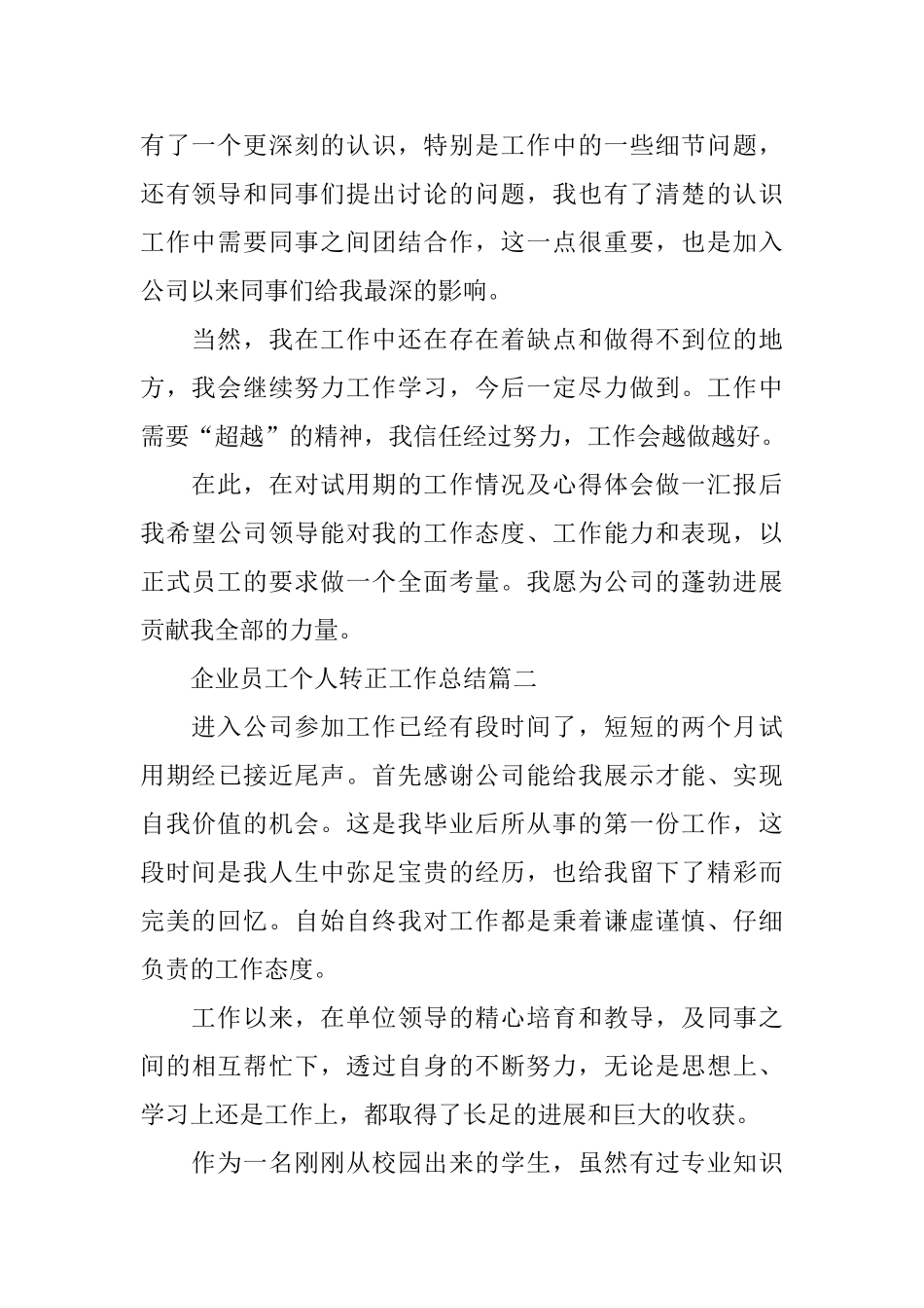 企业员工个人转正工作总结三篇_第2页