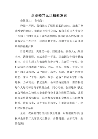 企业领导元旦精彩发言