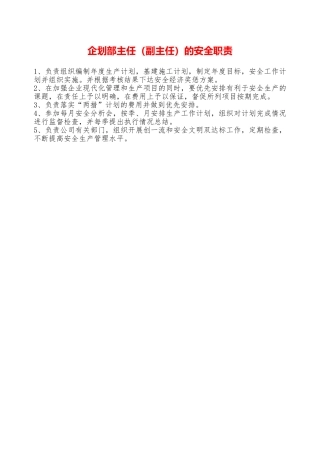 企划部主任的安全职责—