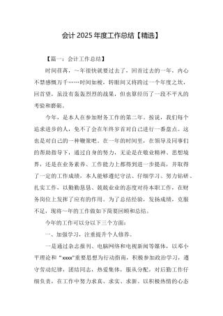会计2025年度工作总结