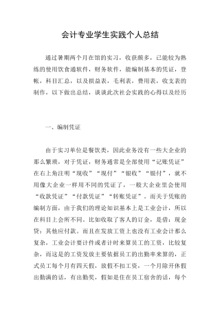 会计专业学生实践个人总结