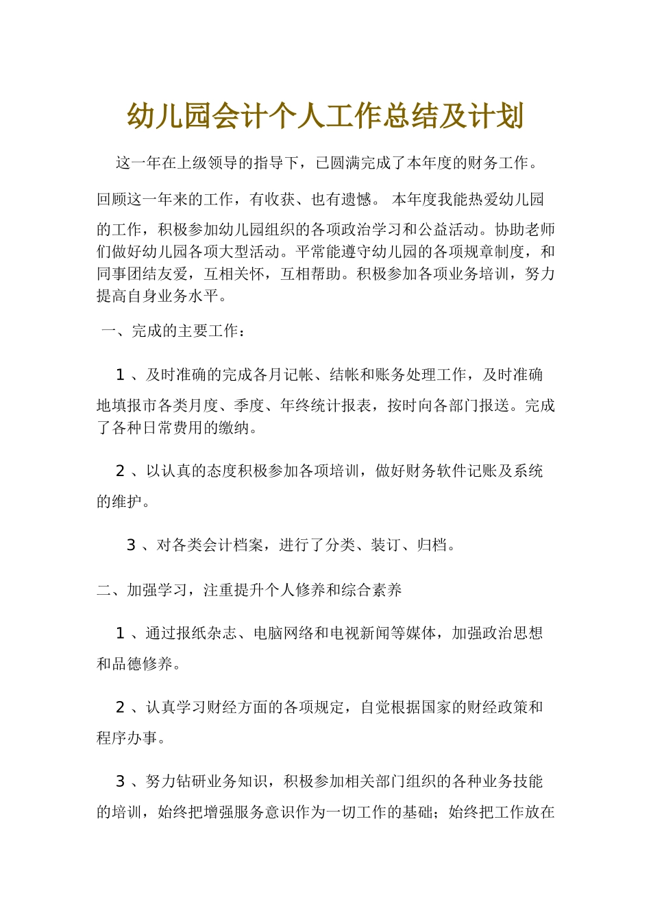 会计个人工作总结及计划_第1页