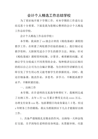 会计个人精选工作总结学校