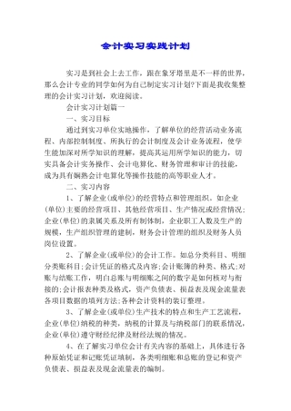 会计实习实践计划