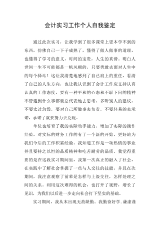 会计实习工作个人自我鉴定