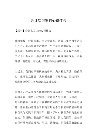 会计实习生的心得体会