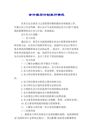 会计实习计划执行情况
