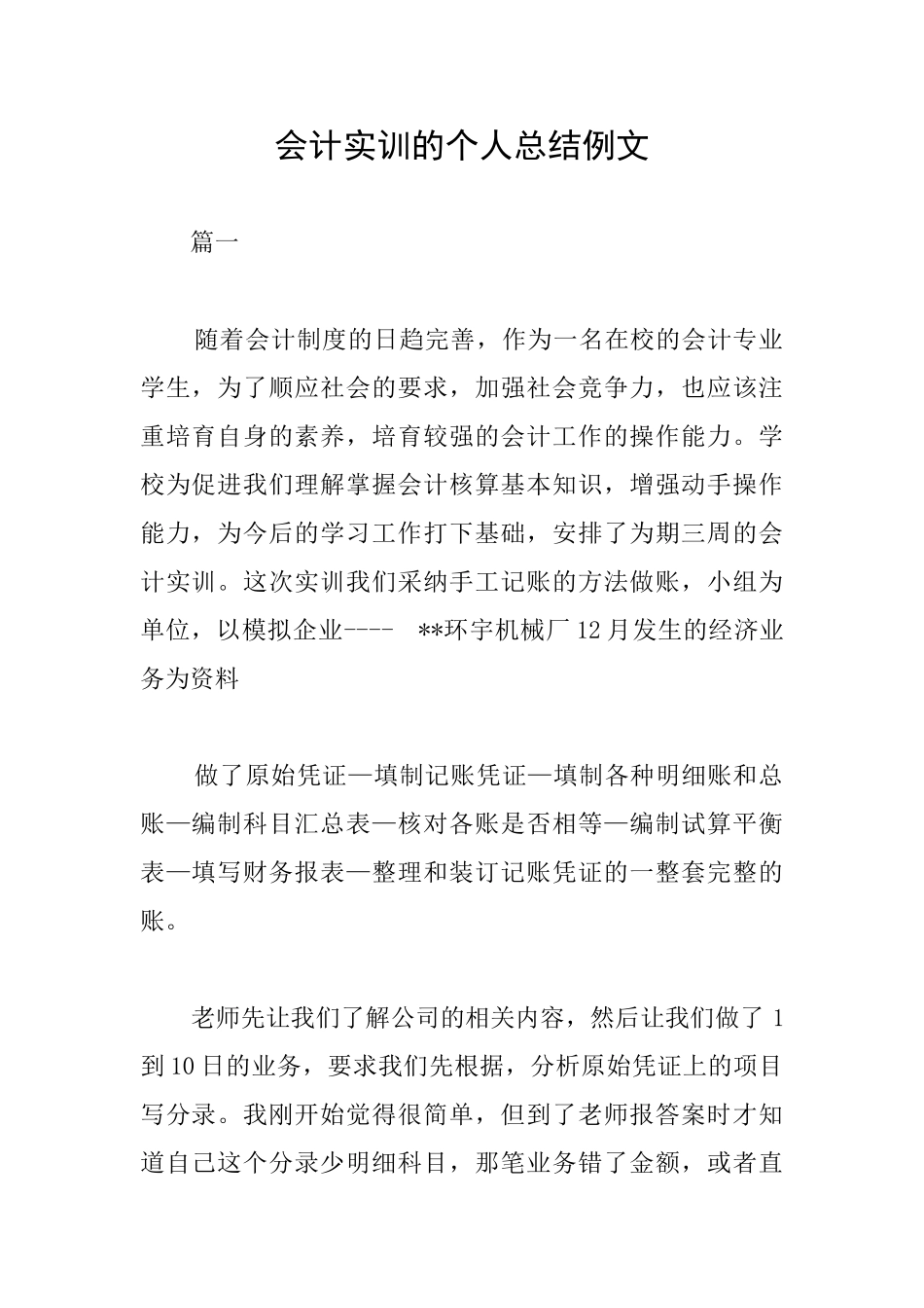 会计实训的个人总结例文_第1页