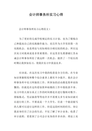 会计师事务所实习心得